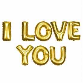 I Love You Set Balon Altın - Gümüş