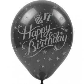 Siyah Happy Birthday Baskılı Balon 10'lu